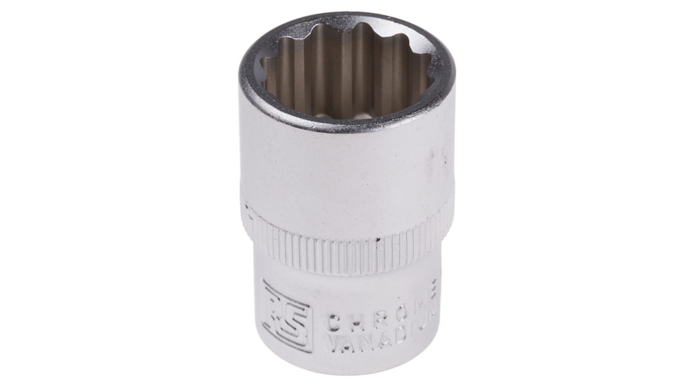 RS PRO 18mm公制十二角标准套筒, 1/2 in驱动头, 铬钒钢制