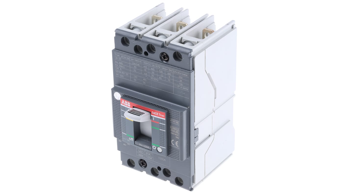Interruttore magnetotermico scatolato 1SDA067416R1 XT1N 160 TMD 100-1000 3p F F, 3, 100A, 690V, potere di interruzione