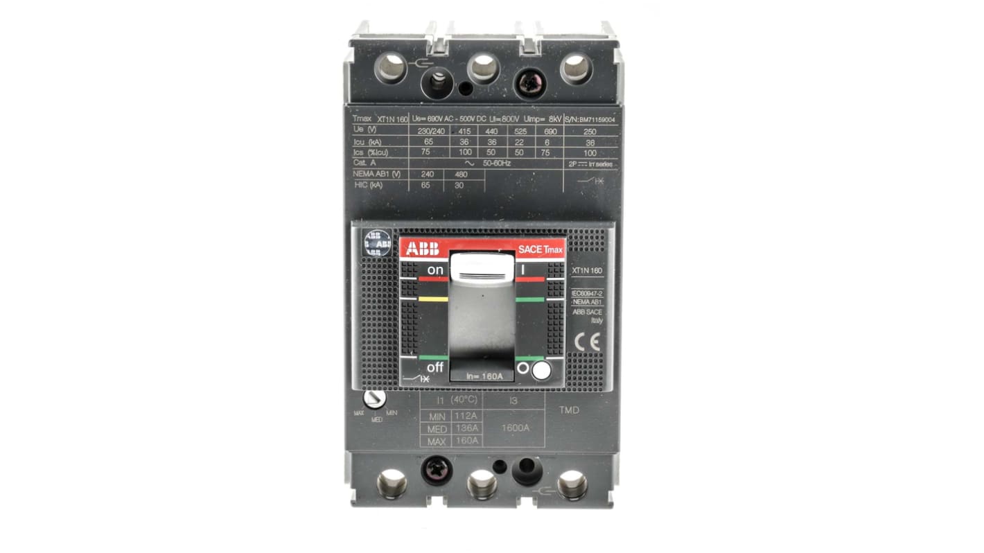 ABB, Protecta MCCB 3P 160A, Breaking Capacity 36 kA, DIN Rail Mount