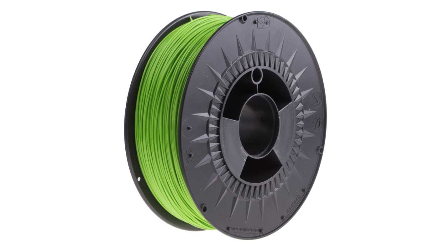 RS PRO 3D打印PLA材料, 1.75mm直径, FDM技术, 绿色, 1kg, 适用于台式3D打印机