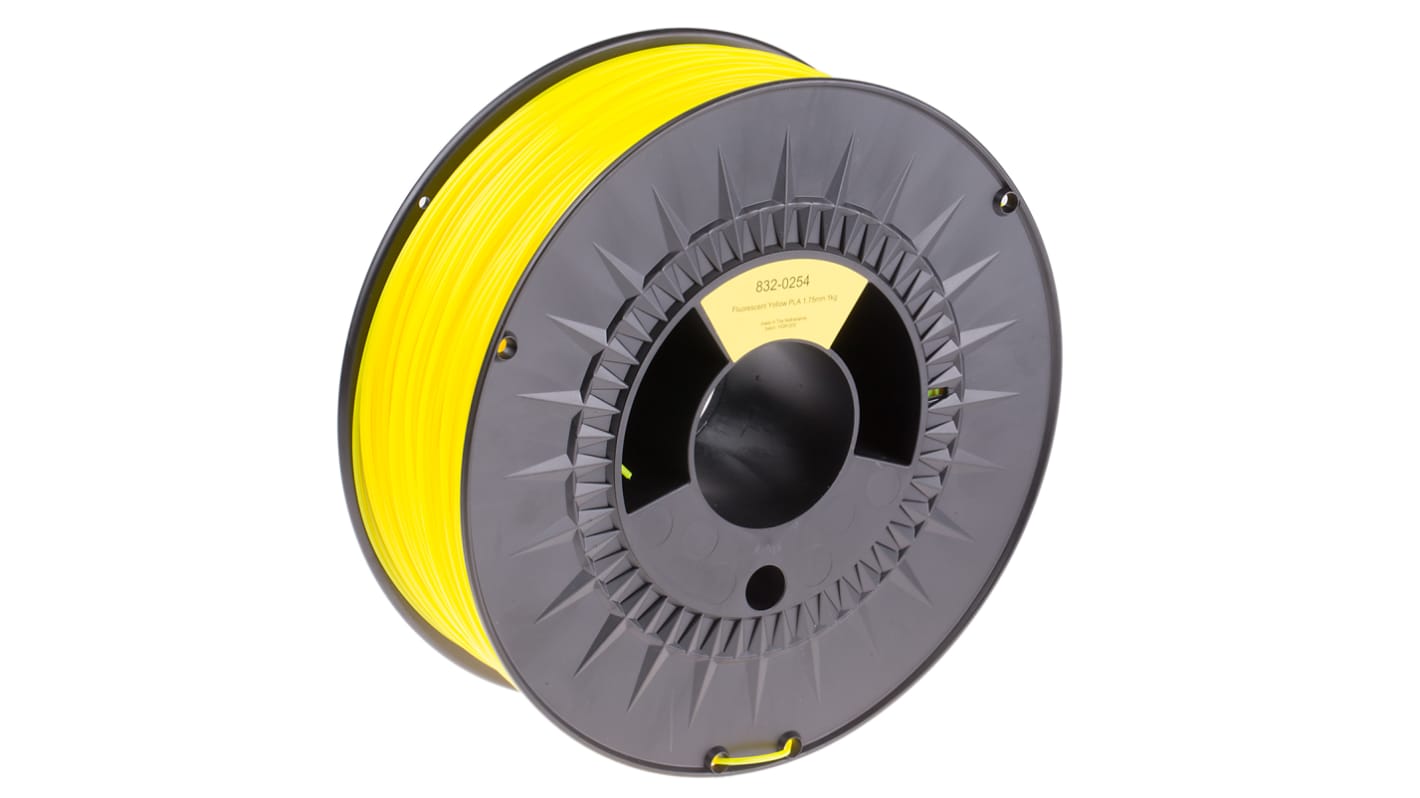 RS PRO 1.75mm Fluorescent Yellow PLA 3D Printer Filament, 1kg