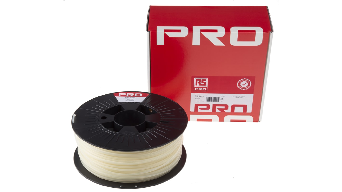 RS PRO 2.85mm Natural PLA 3D Printer Filament, 1kg