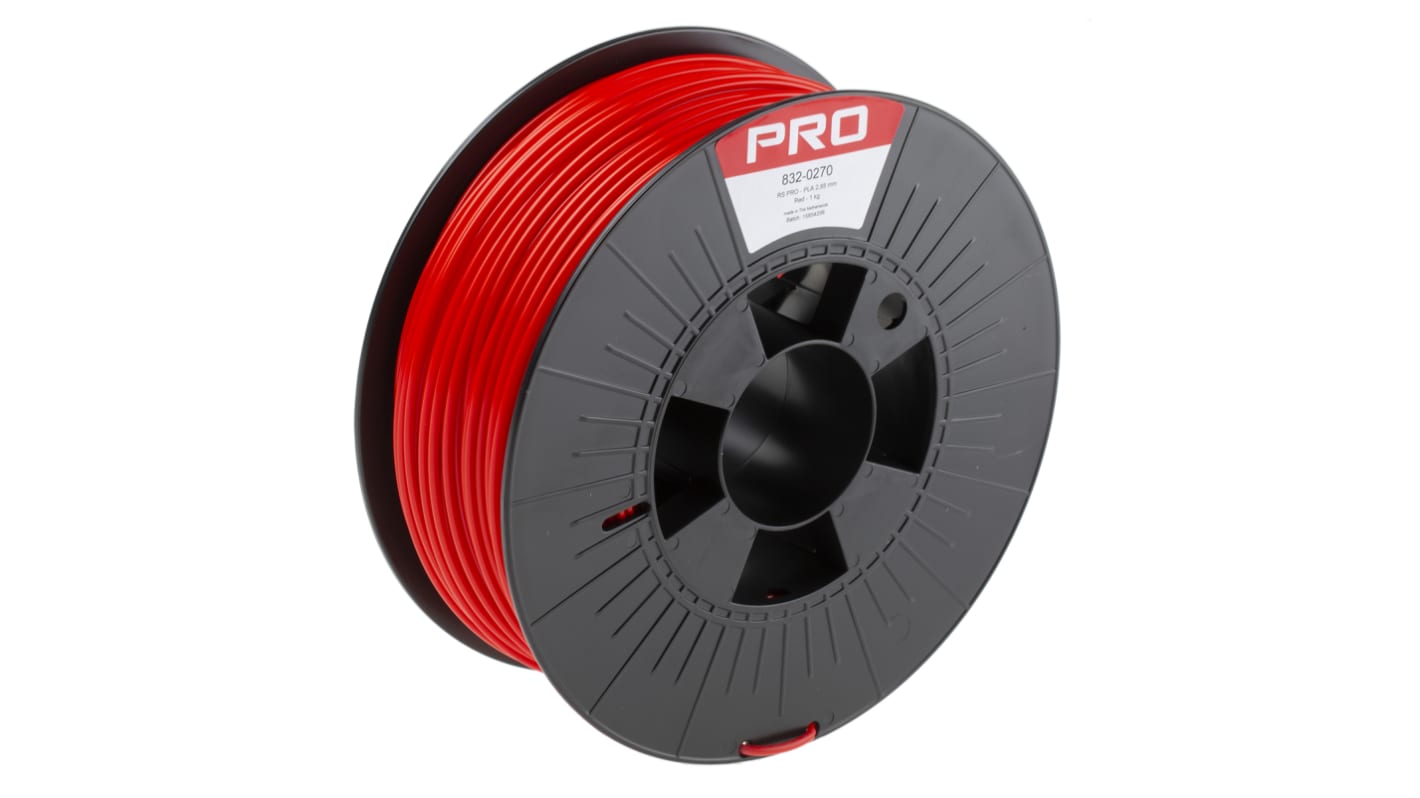 RS PRO 2.85mm Red PLA 3D Printer Filament, 1kg