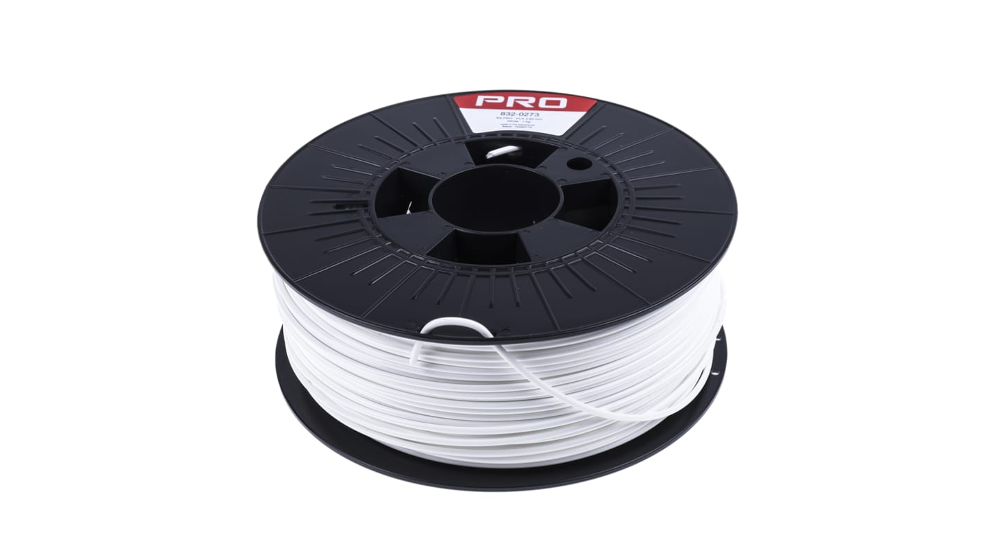 RS PRO 3D打印PLA材料, 2.85mm直径, FDM技术, 白色, 1kg, 适用于台式3D打印机