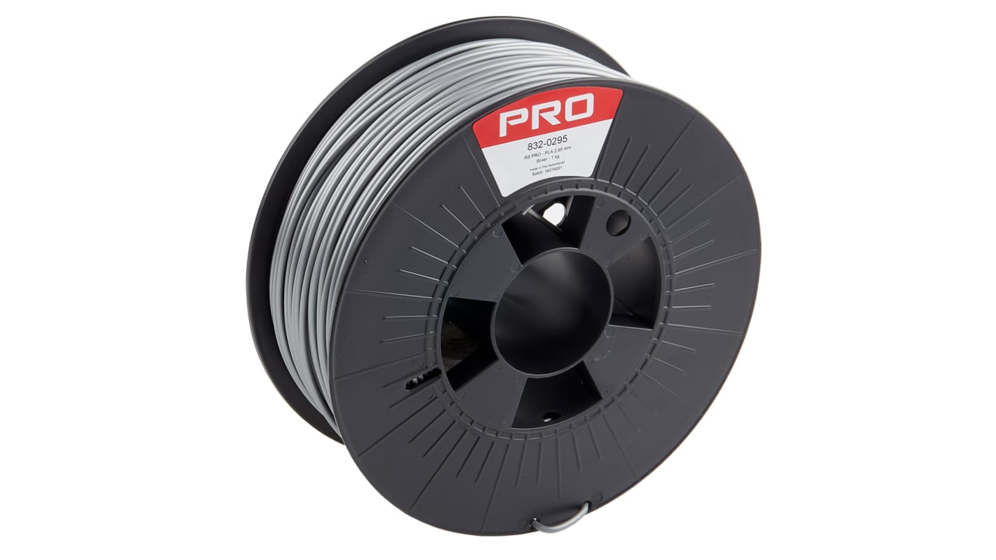 RS PRO 3D打印PLA材料, 2.85mm直径, FDM技术, 银色, 1kg, 适用于台式3D打印机