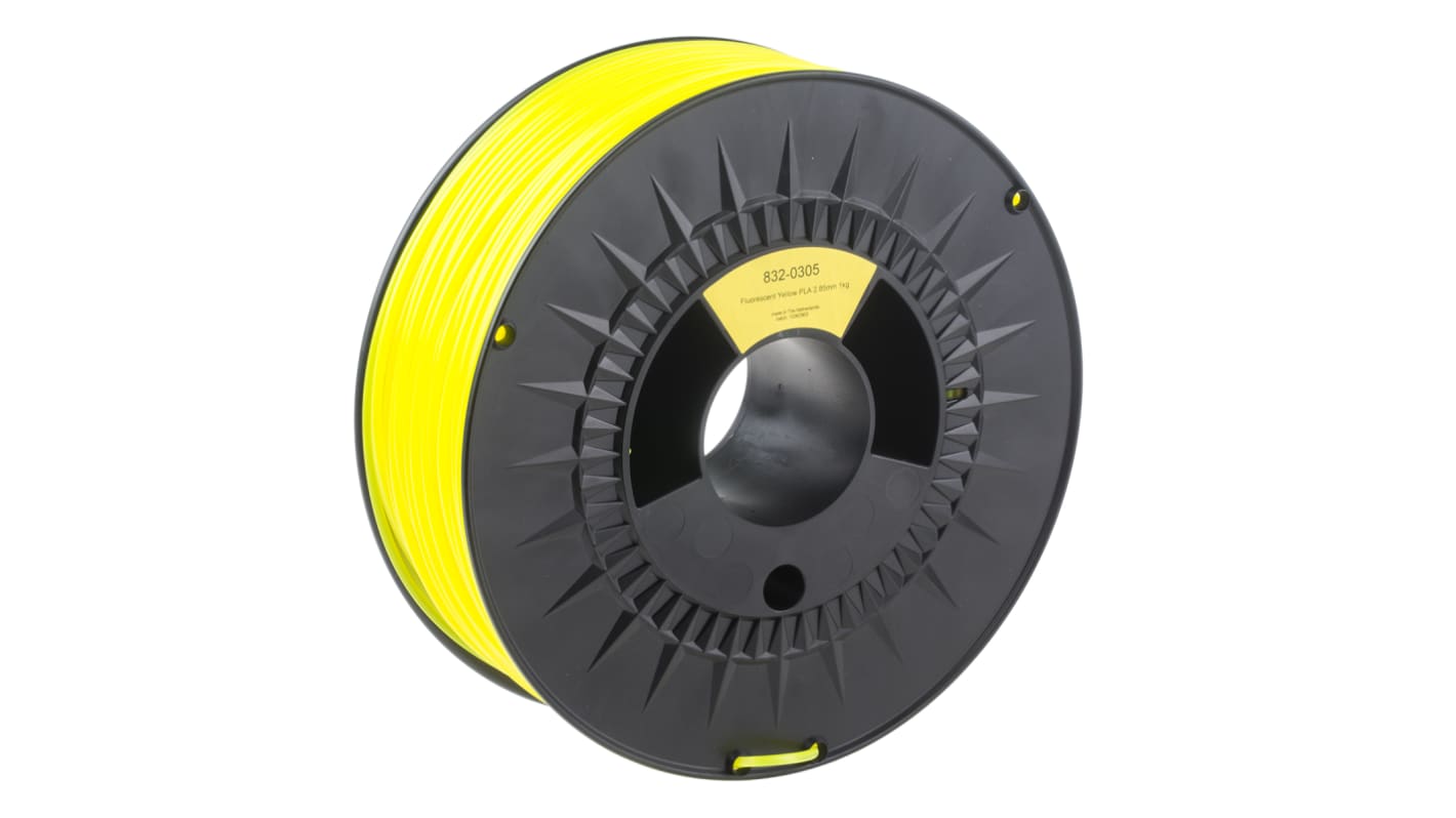 RS PRO 2.85mm Fluorescent Yellow PLA 3D Printer Filament, 1kg