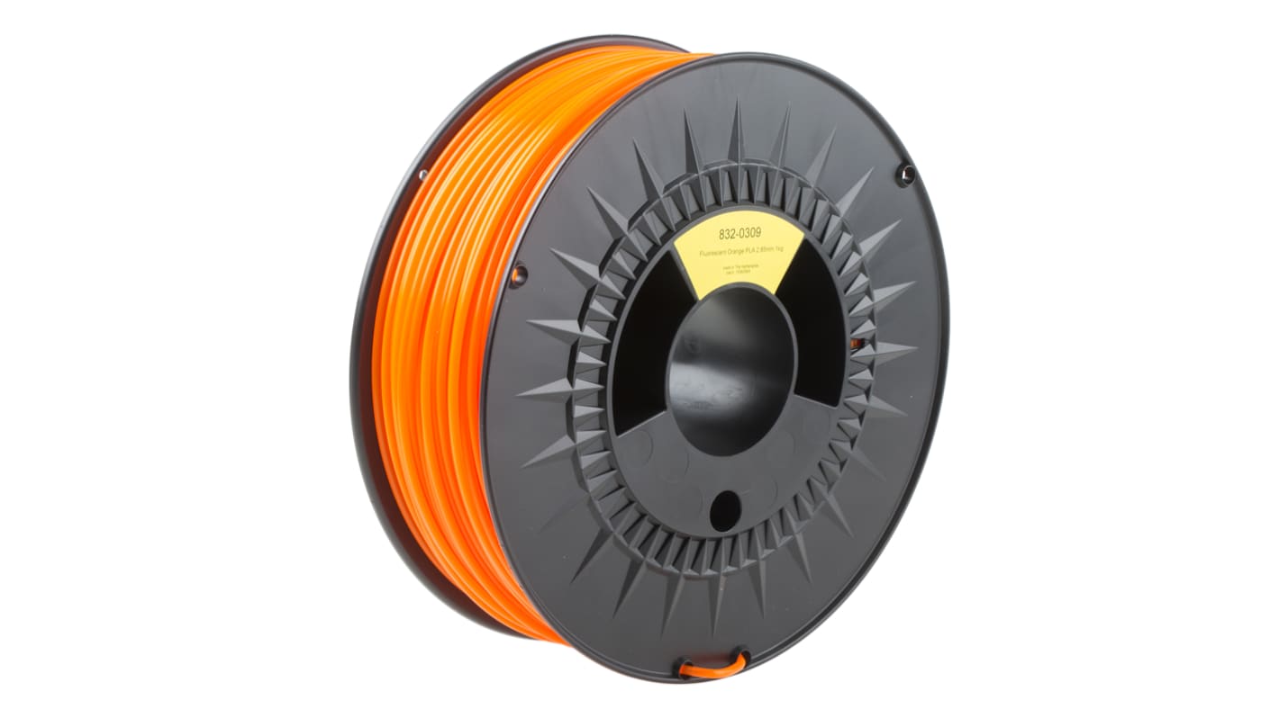 RS PRO PLA 3D-Drucker Filament zur Verwendung mit Gängige Desktop-3D-Drucker, Fluoreszentorange, 2.85mm, FDM, 1kg