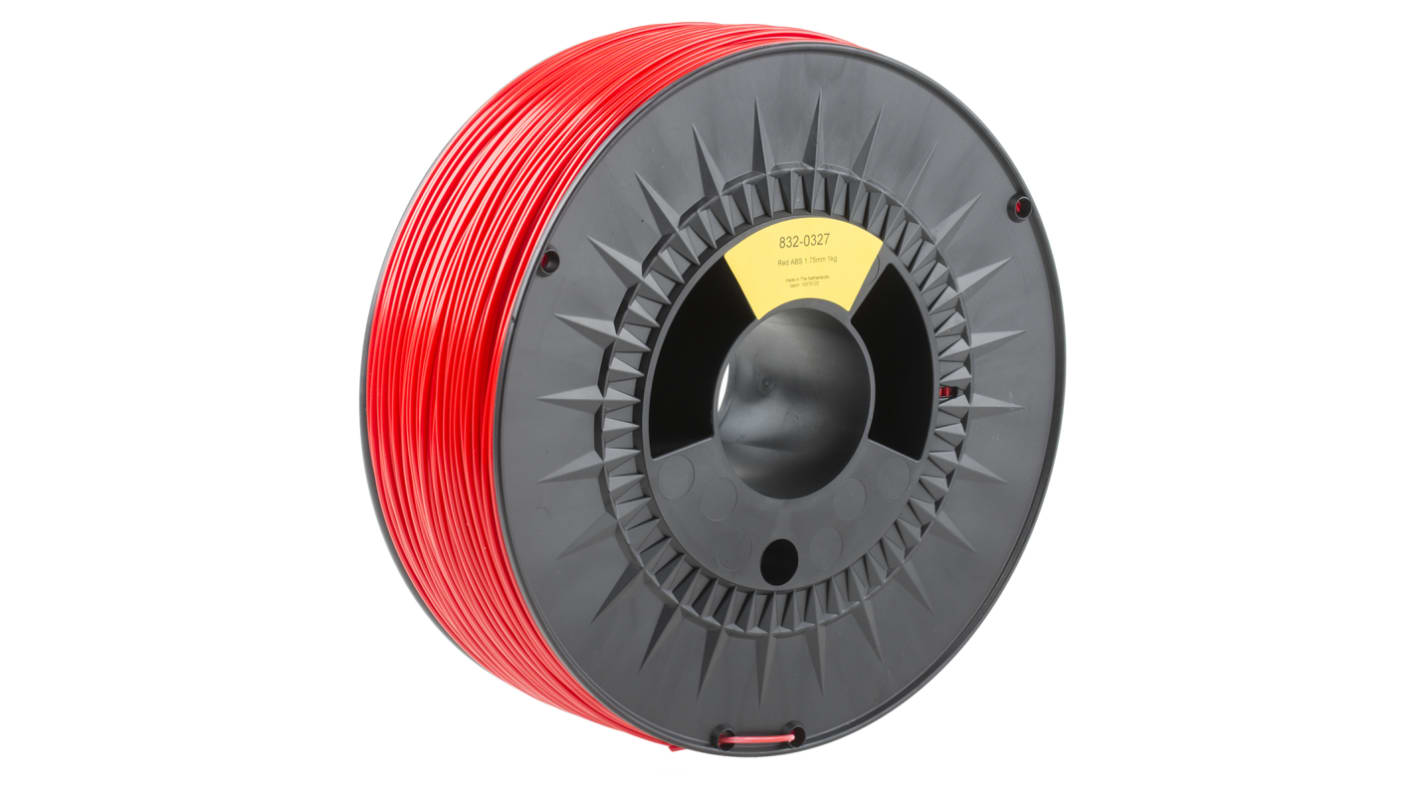 RS PRO 1.75mm Red ABS 3D Printer Filament, 1kg