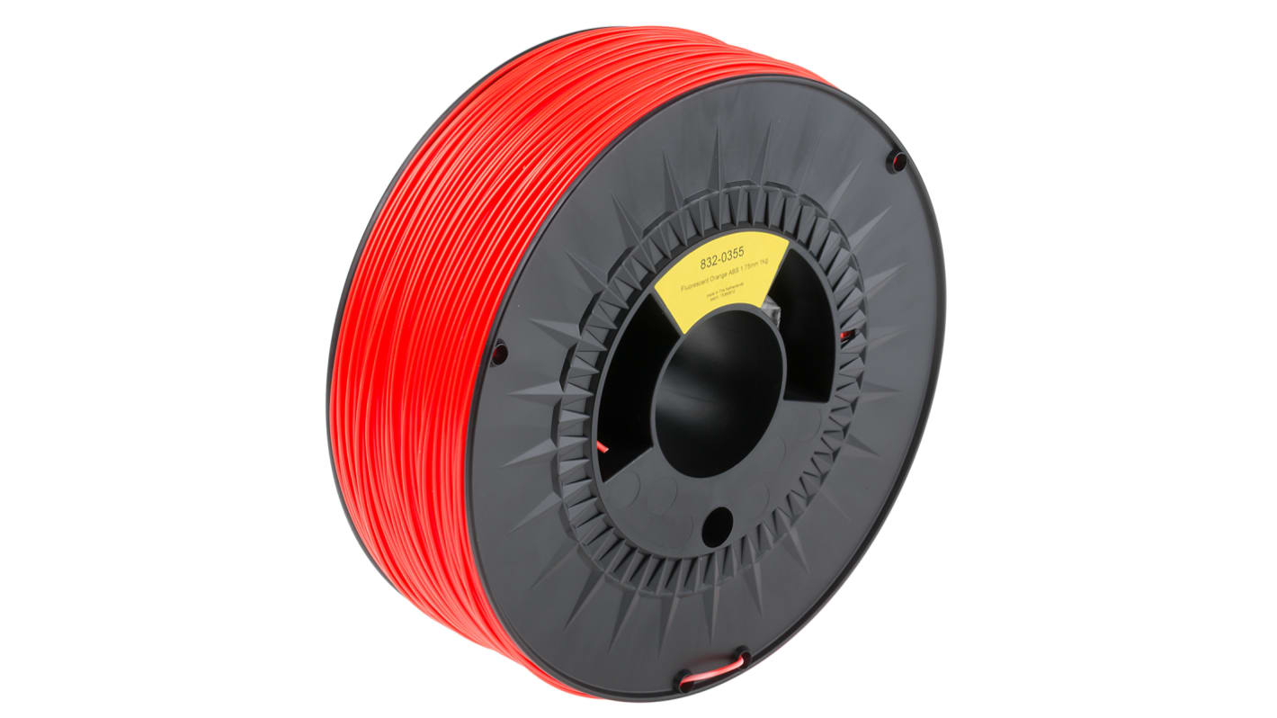 RS PRO ABS 3D-Drucker Filament zur Verwendung mit Gängige Desktop-3D-Drucker, Fluoreszentorange, 1.75mm, FDM, 1kg