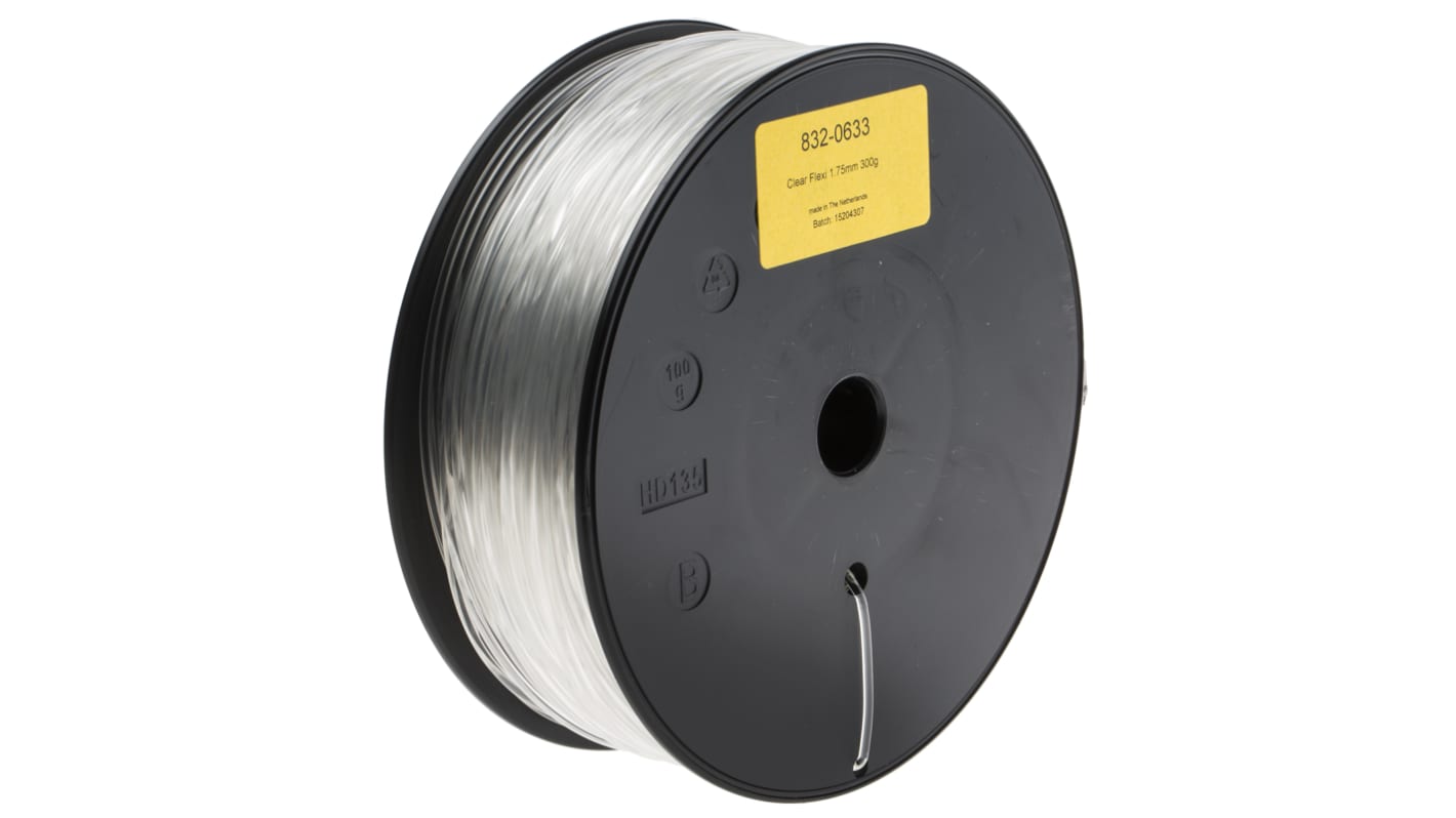 RS PRO 1.75mm Transparent GLASSBEND 3D Printer Filament, 300g