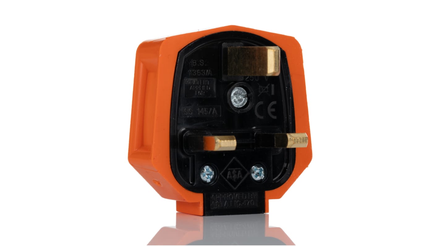 MK Electric 13A电源插头, 250 V, 电缆安装, G 型 - 英式 BS1363, 橙色