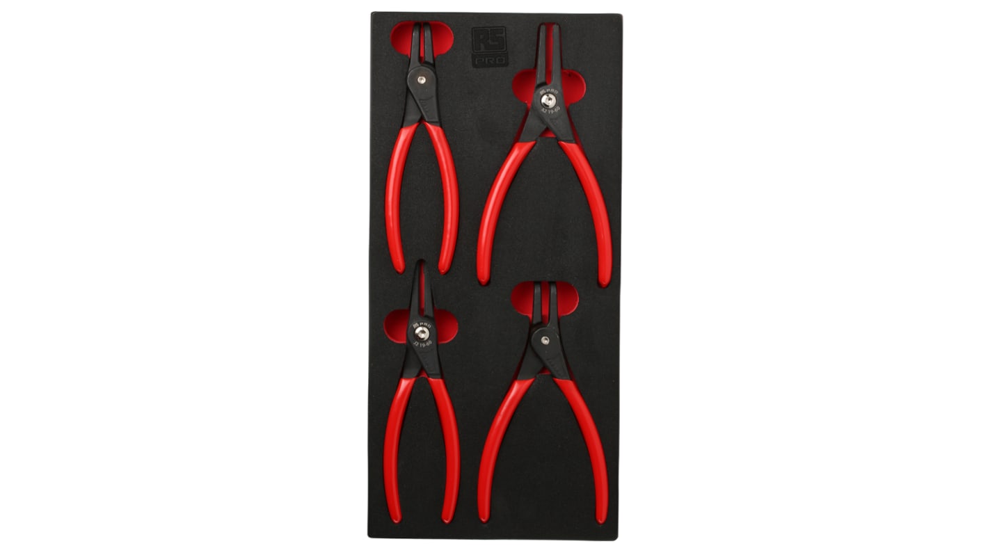 RS PRO 4-Piece Circlip Plier Set, 180 mm Overall