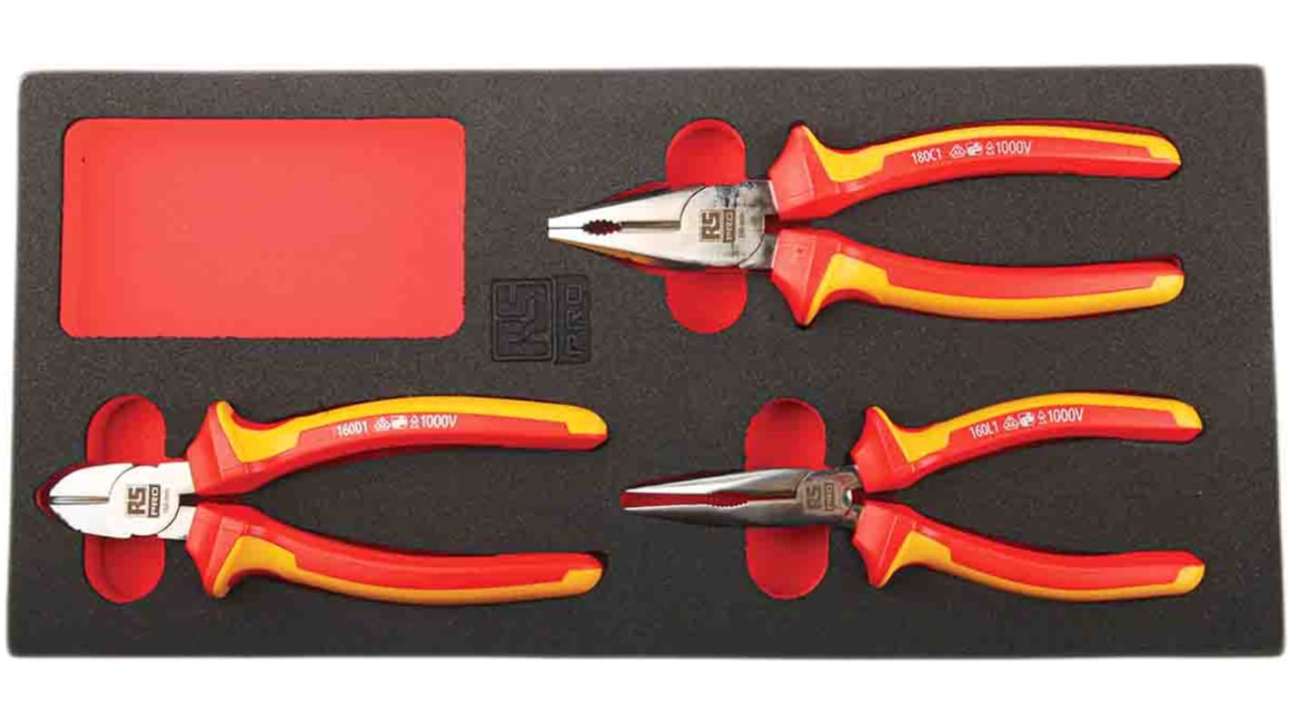 RS PRO 3-Piece Plier Set, 250 mm Overall