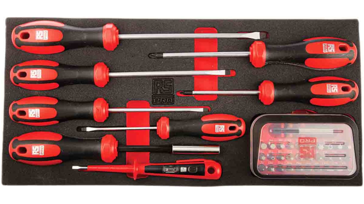 RS PRO Pozidriv; Slotted Bit Holder & Standard Screwdriver Set, 39-Piece