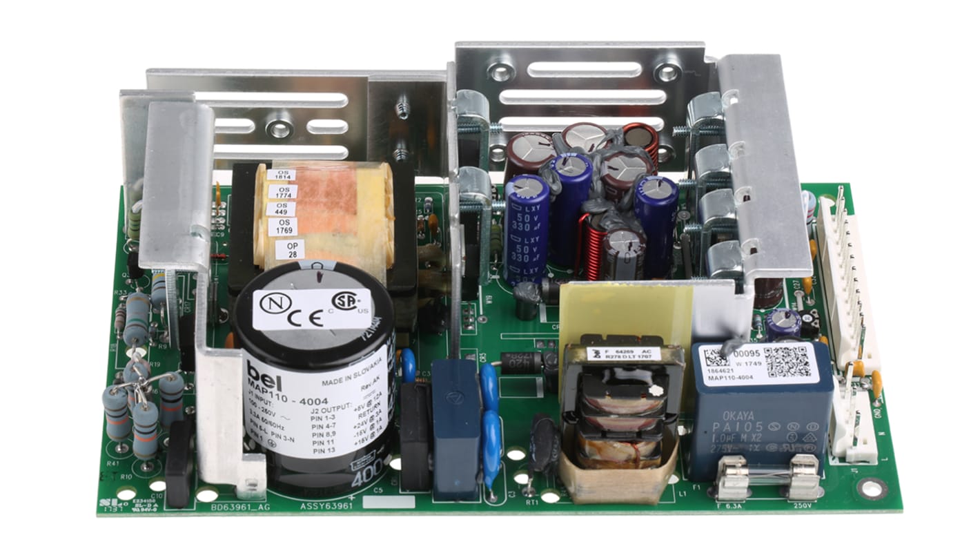 Alimentatore switching BEL POWER SOLUTIONS INC MAP110-4004, 80W, ingresso 85 → 264V ca, uscita 5 V dc, ±15 V dc,