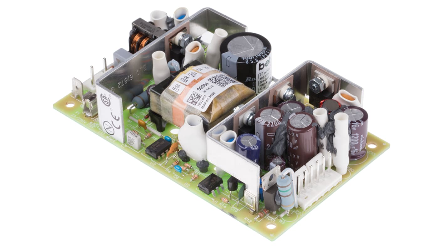 BEL POWER SOLUTIONS INC Switching Power Supply, MAP40-3000, 5 V dc, ±12 V dc, 2 A, 3 A, 300 mA, 40W, Triple Output, 90