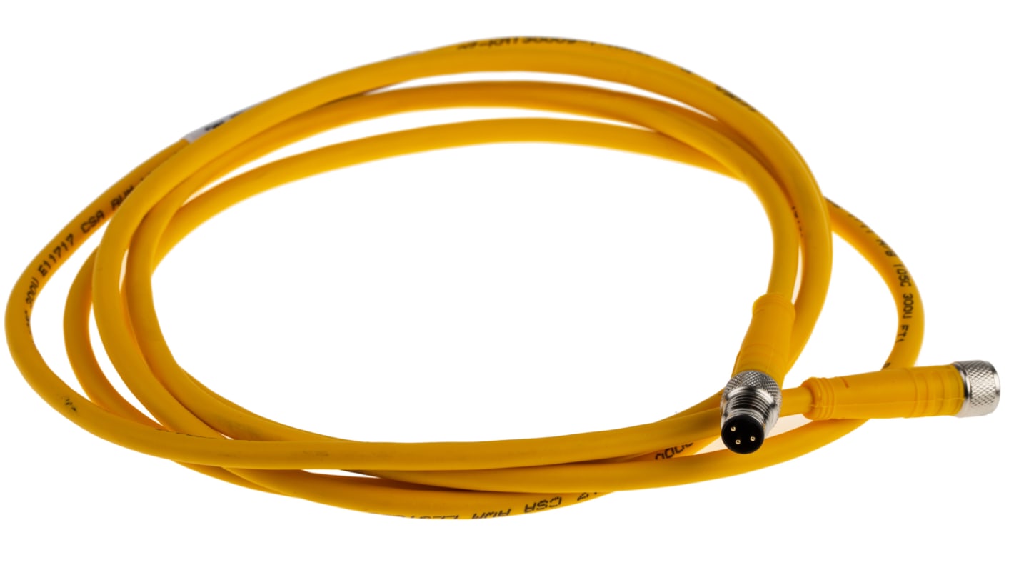 Turck Female 3 way M8 to Male M8 Sensor Actuator Cable, 2m