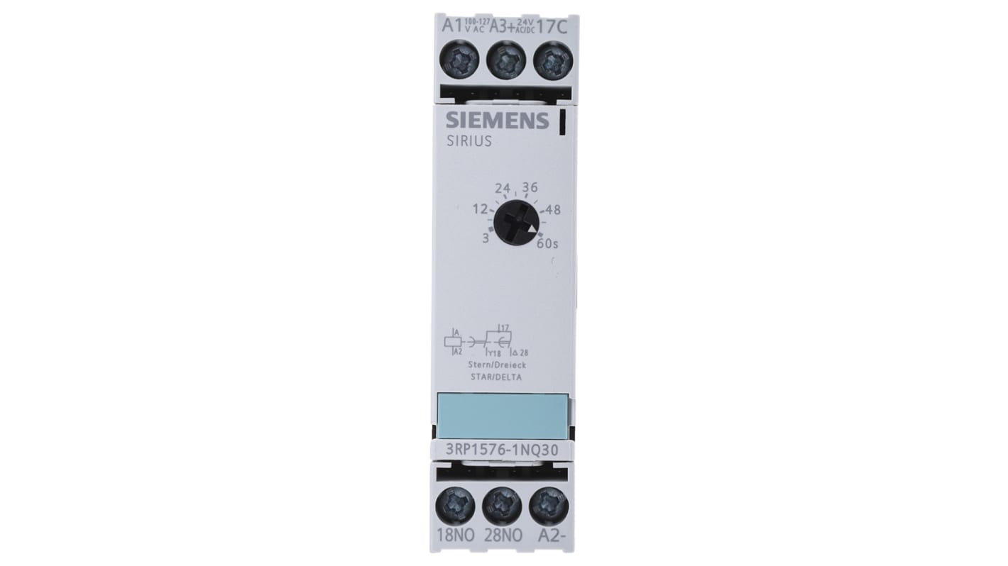 Siemens DIN Rail Mount Timer Relay, 100 → 127V, 2-Contact, 3 → 60s, 1-Function, SPST