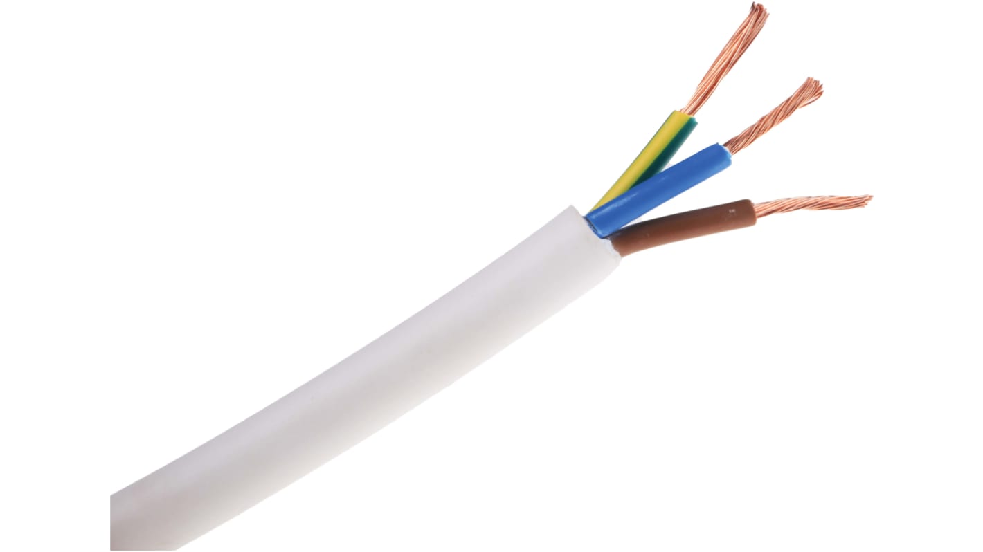 Cable de alimentación Rendimiento ignífugo H05Z1Z1-F RS PRO de 2 núcleos, 0,75 mm², Ø ext. 5.7 → 7.2mm, long.