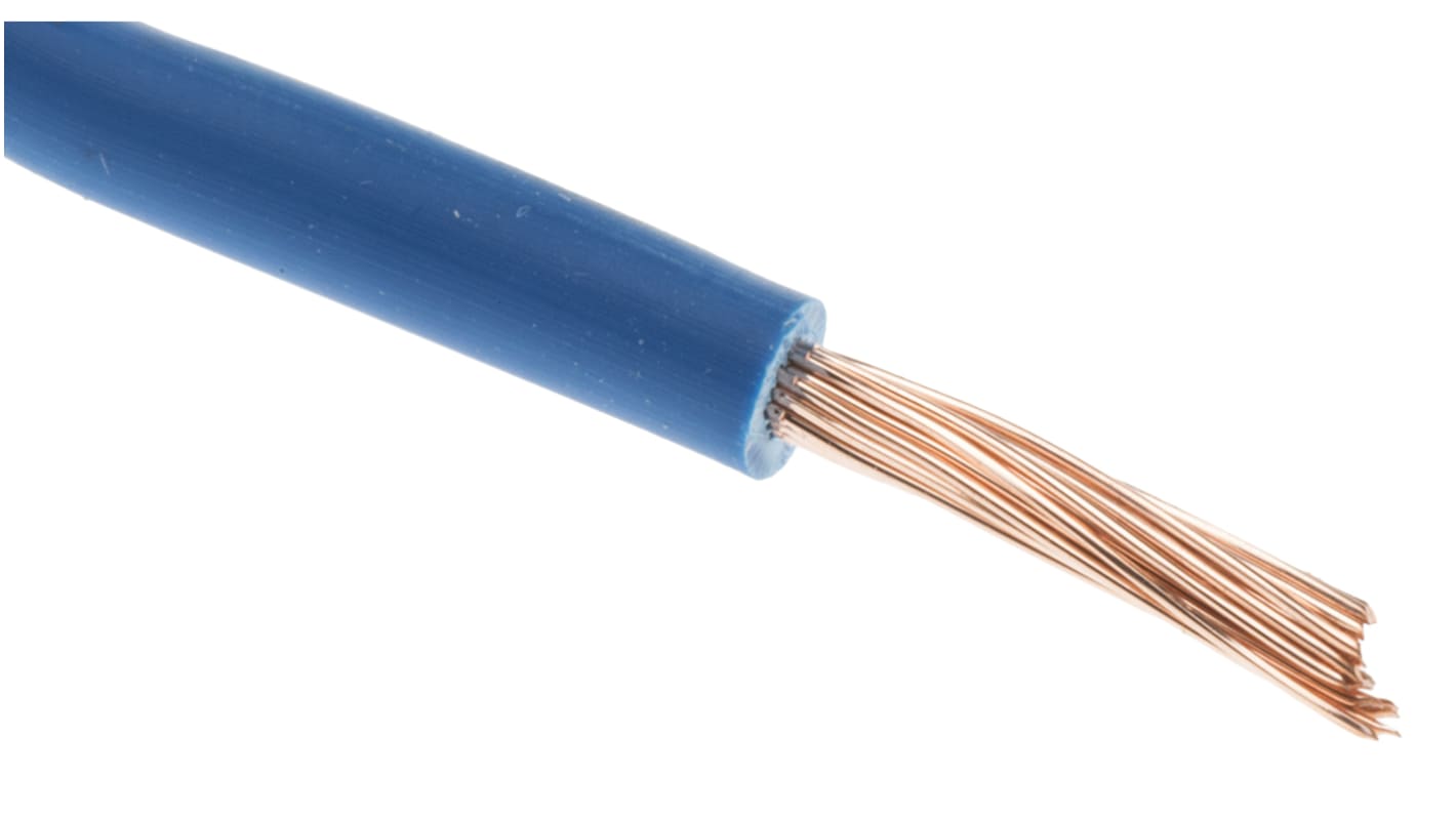 RS PRO Blue 0.75mm² Hook Up Wire, 18 AWG, 22/1.0 mm, 100m, Polyolefin Cross-linked EI5 Insulation