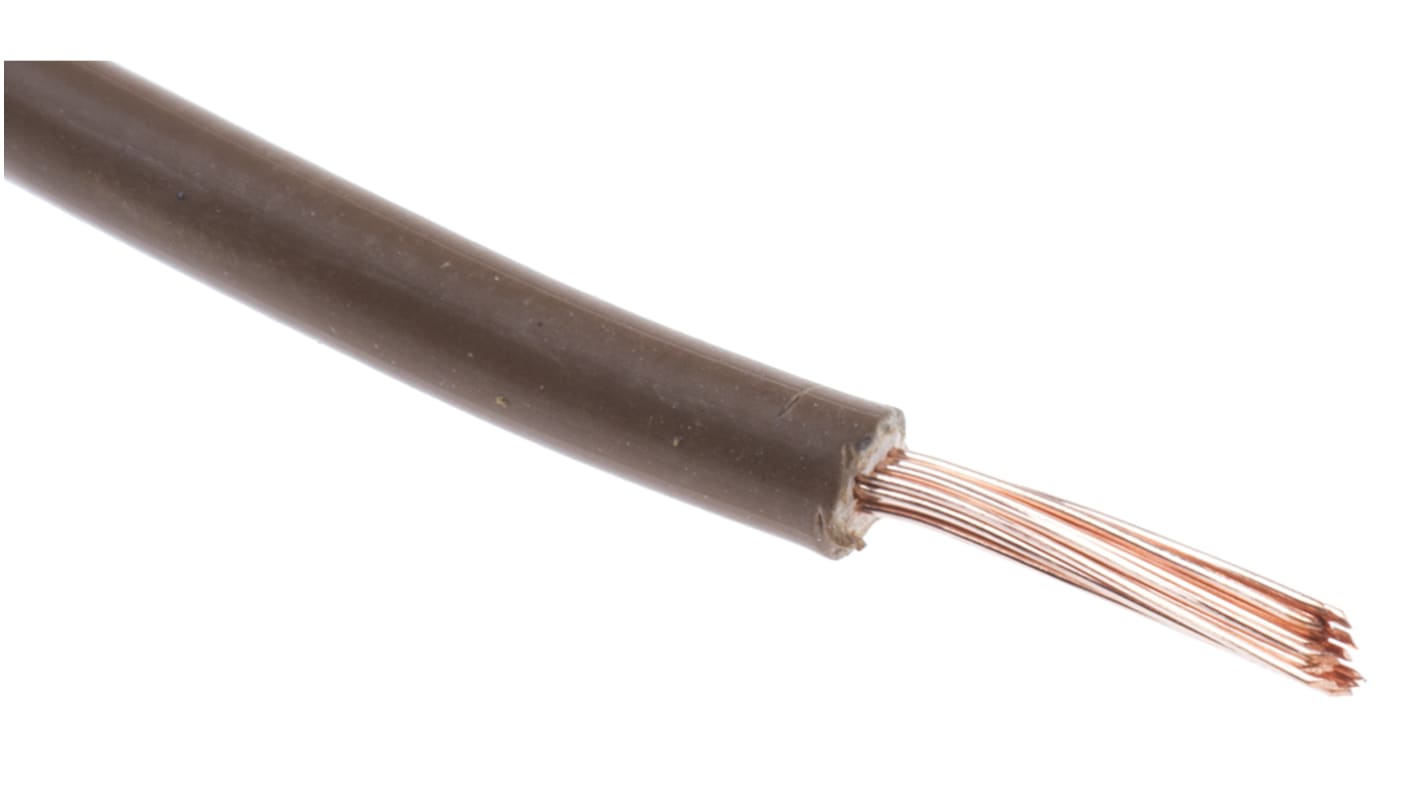 RS PRO Brown 0.75mm² Hook Up Wire, 18 AWG, 22/1.0 mm, 100m, Polyolefin Cross-linked EI5 Insulation
