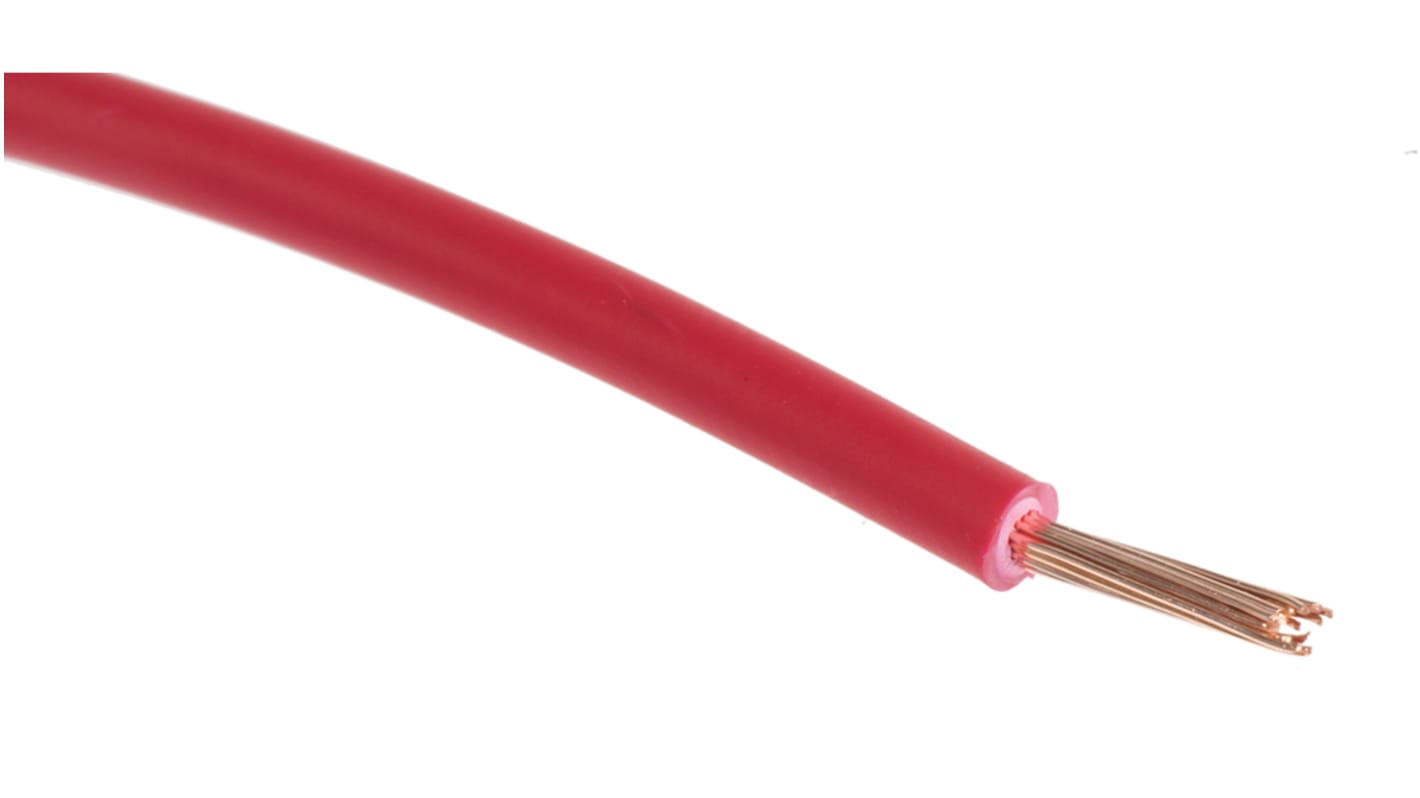 RS PRO Red 0.75mm² Hook Up Wire, 18 AWG, 22/1.0 mm, 100m, Polyolefin Cross-linked EI5 Insulation