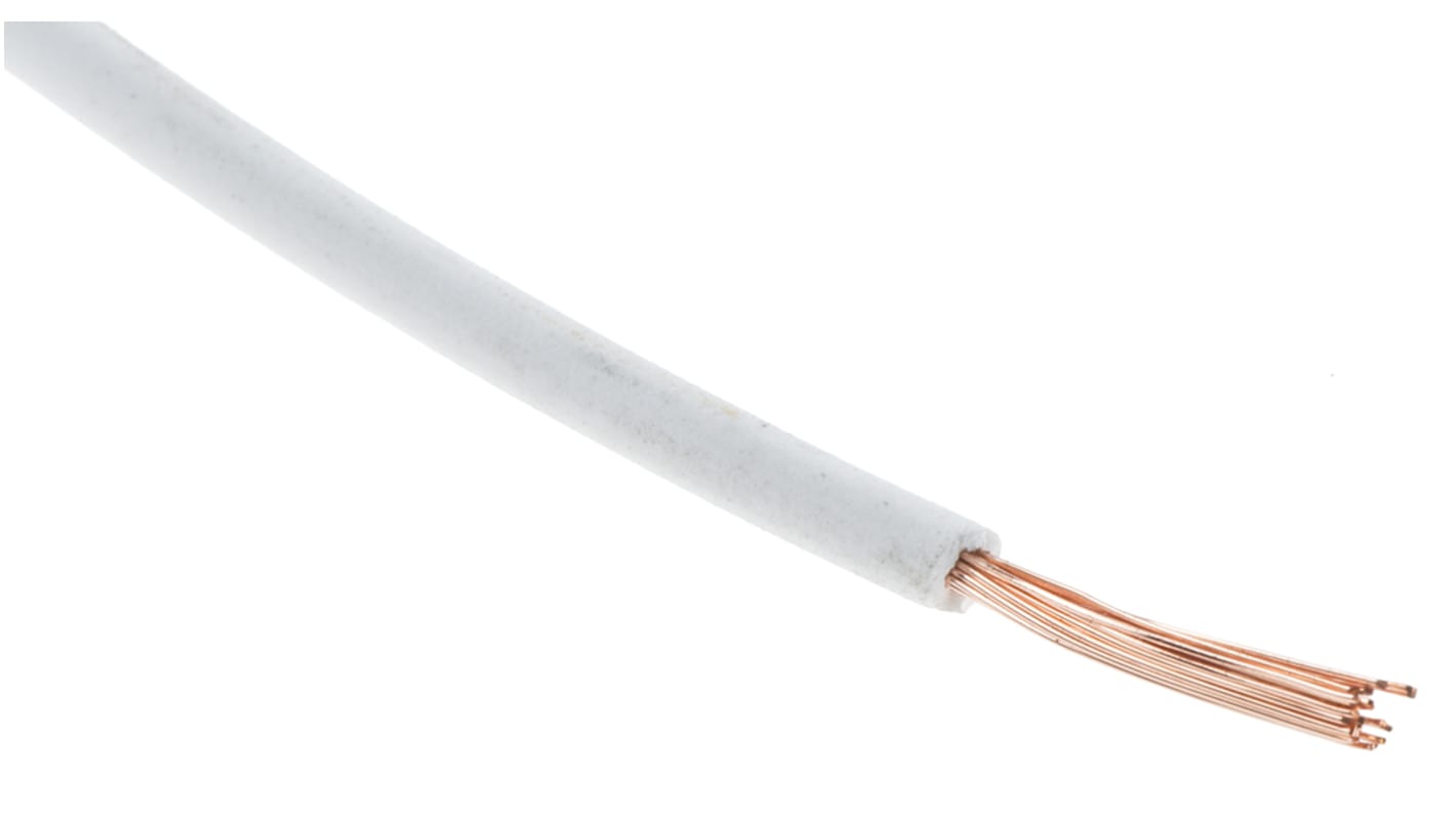 RS PRO White 0.75mm² Hook Up Wire, 22 AWG, 22/1.0 mm, 100m, Polyolefin Cross-linked EI5 Insulation
