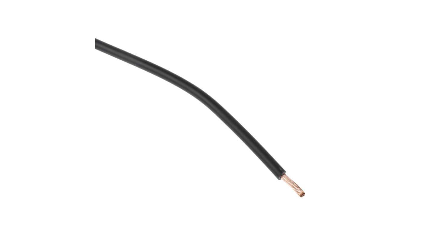 RS PRO Black 2.5 mm² Hook Up Wire, 14 AWG, 45/0.25 mm, 100m, Polyolefin Cross-linked EI5, Type EI 5 to EN 50363-5
