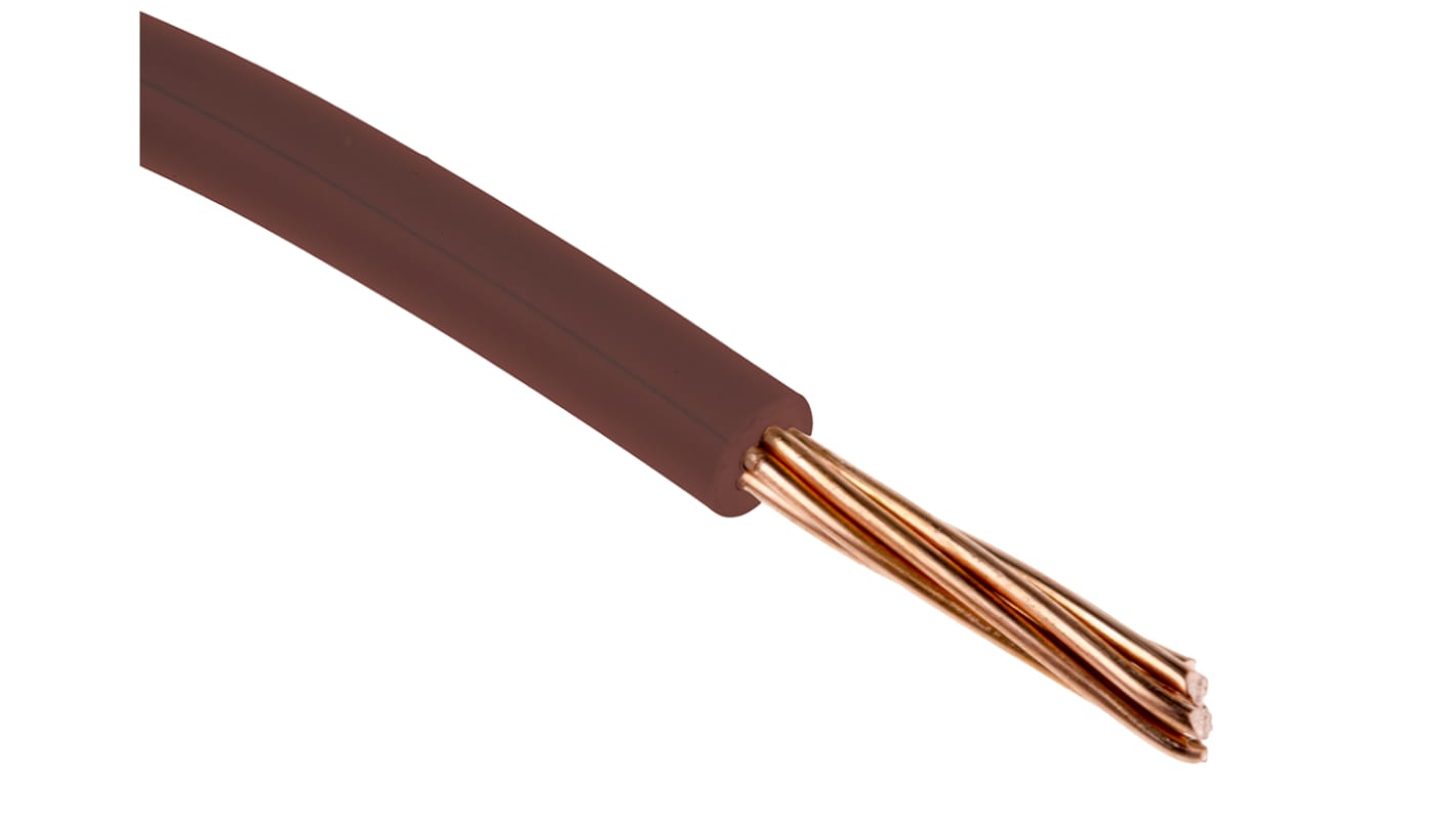 RS PRO Brown 2.5mm² Hook Up Wire, 13 AWG, 45/0.25 mm, 100m, Polyolefin Cross-linked EI5, Type EI 5 to EN 50363-5