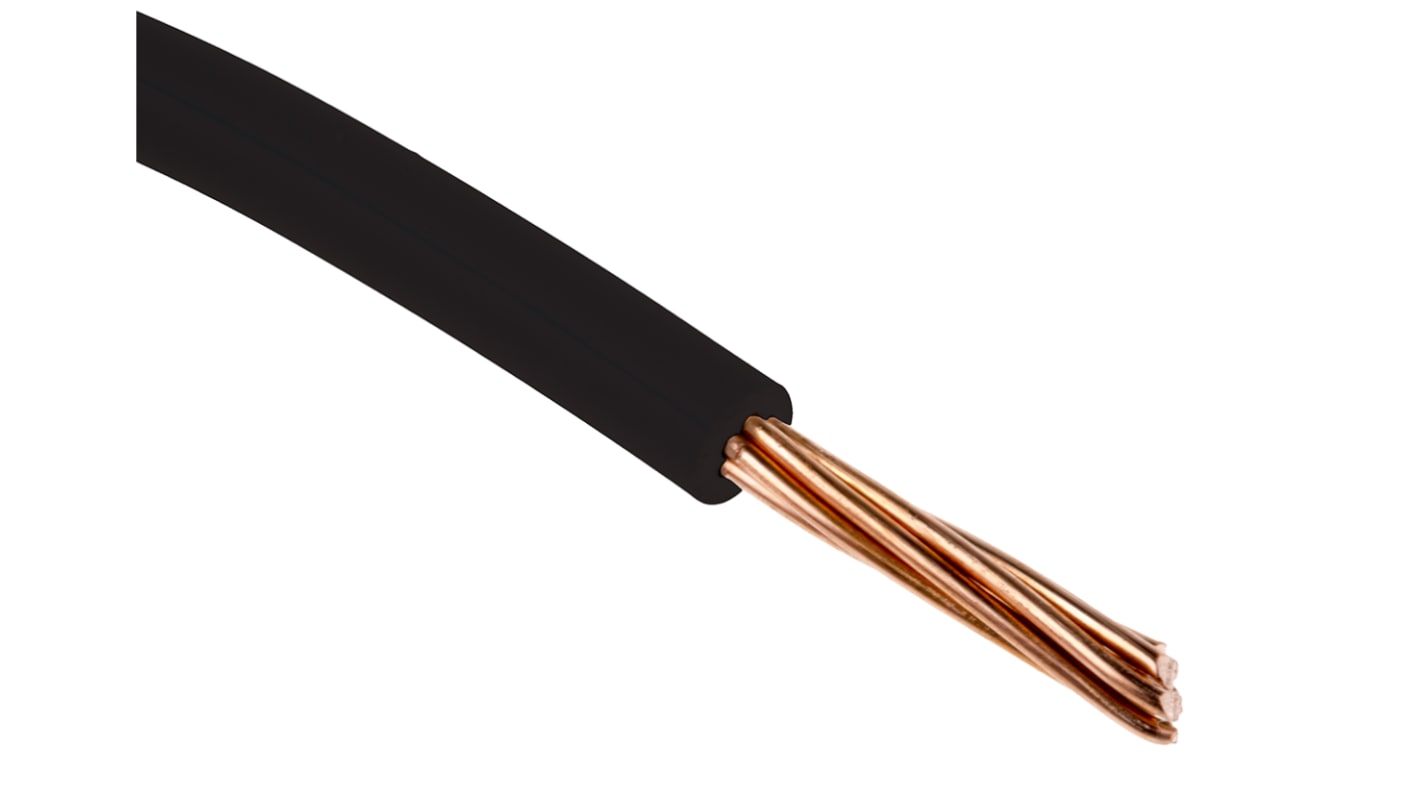RS PRO 黑色电线, 1.5mm², 100m长, 16AWG, 750V, 最高+70°C, PVC绝缘