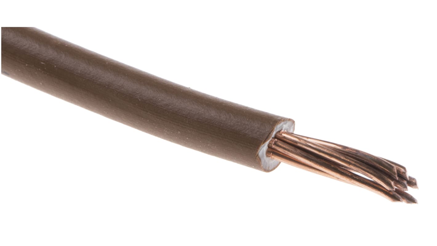RS PRO Brown 2.5mm² Hook Up Wire, 14 AWG, 7/0.67 mm, 100m, PVC Insulation