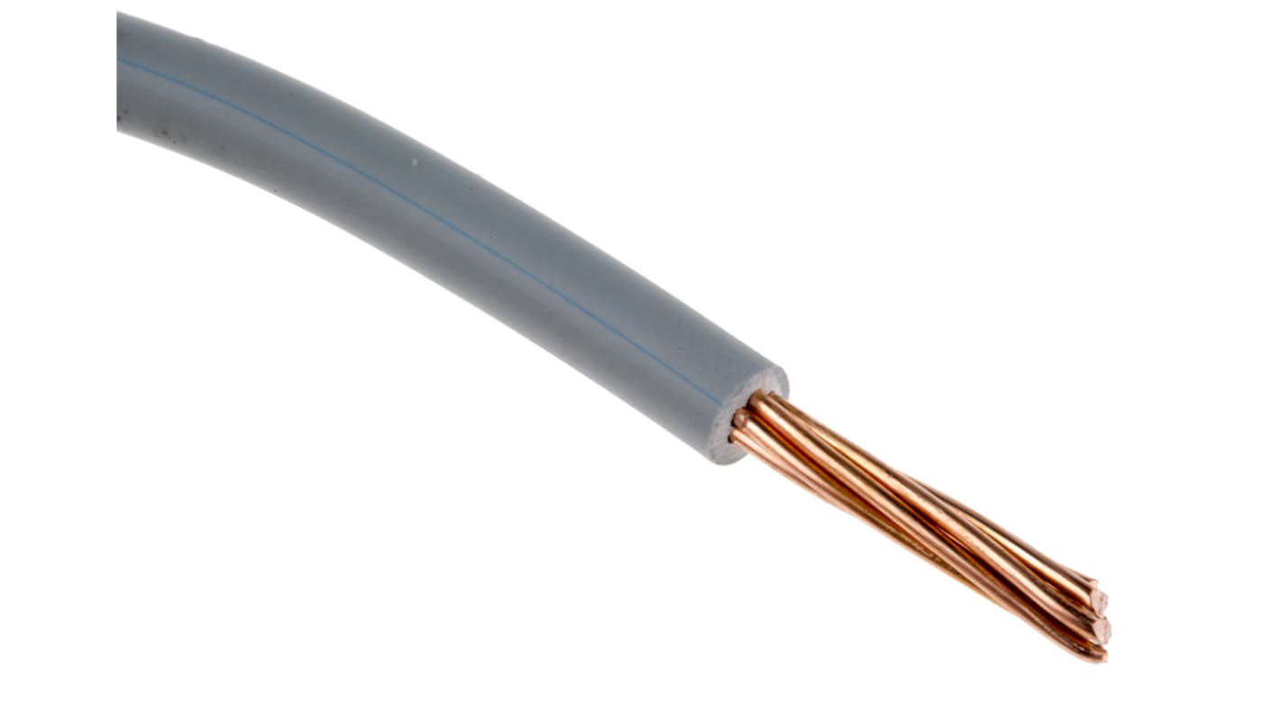 RS PRO Grey 2.5mm² Hook Up Wire, 14 AWG, 7/0.67 mm, 100m, Polyolefin Cross-linked EI5, Type EI 5 to EN 50363-5