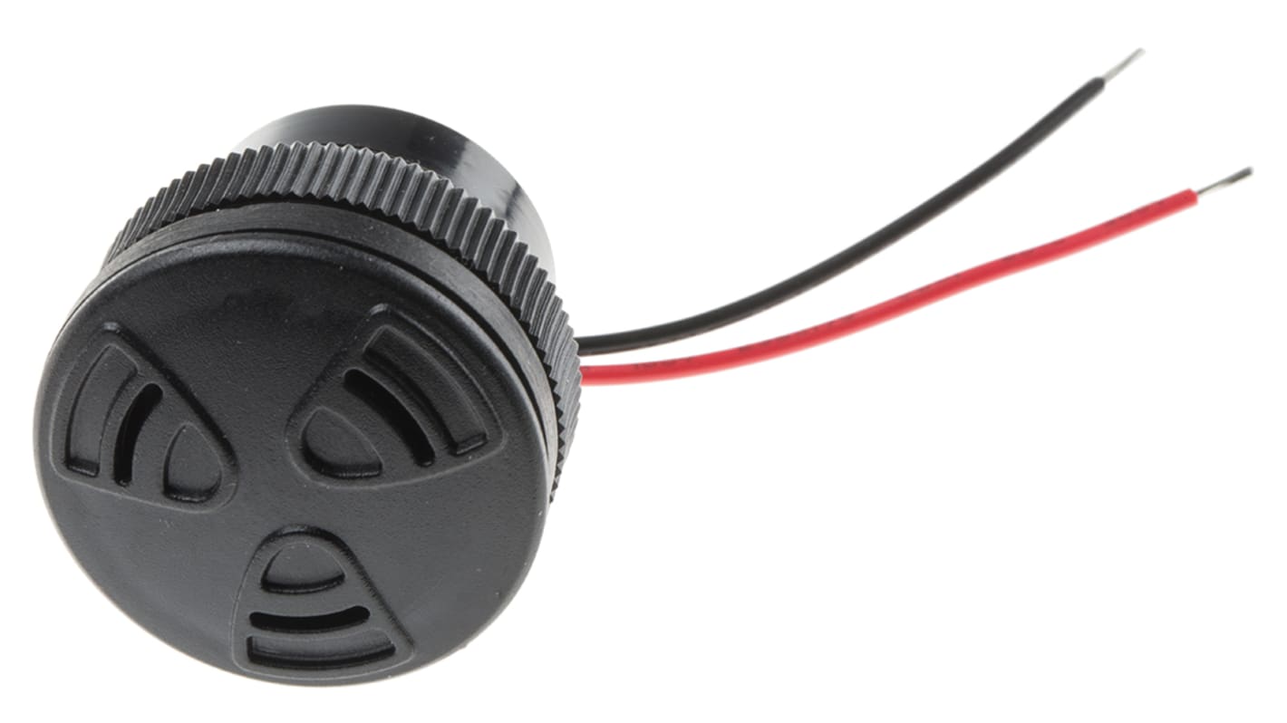 RS PRO 100dB Wire Leads Continuous Internal Magnetic Buzzer Component, 33 x 28.9mm, 5V dc Min, 25V dc Max