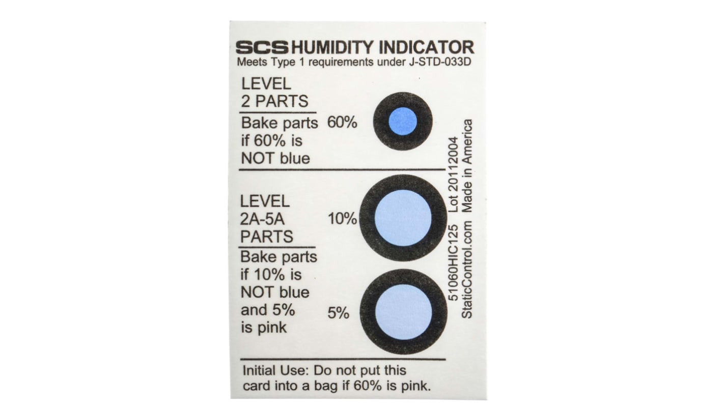 SCS 125 ESD-Aufkleber, Englisch, Feuchtigkeitsanzeige, H 3 Zoll B 2Zoll