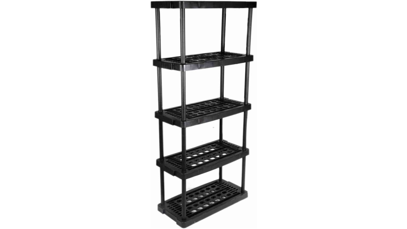 Scaffalatura Nero PP RS PRO 5 ripiani, 1760mm x 790mm, 390mm, capacità di carico 40kg