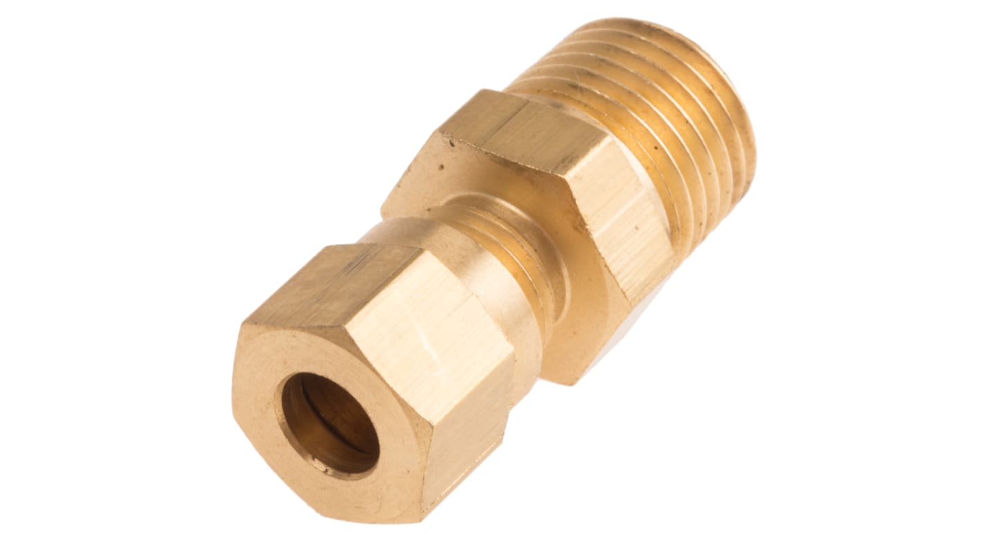 RS PRO, 1/4 BSPT Compression Fitting for Use with Thermocouple or PRT Probe, 6mm Probe, RoHS Compliant Standard