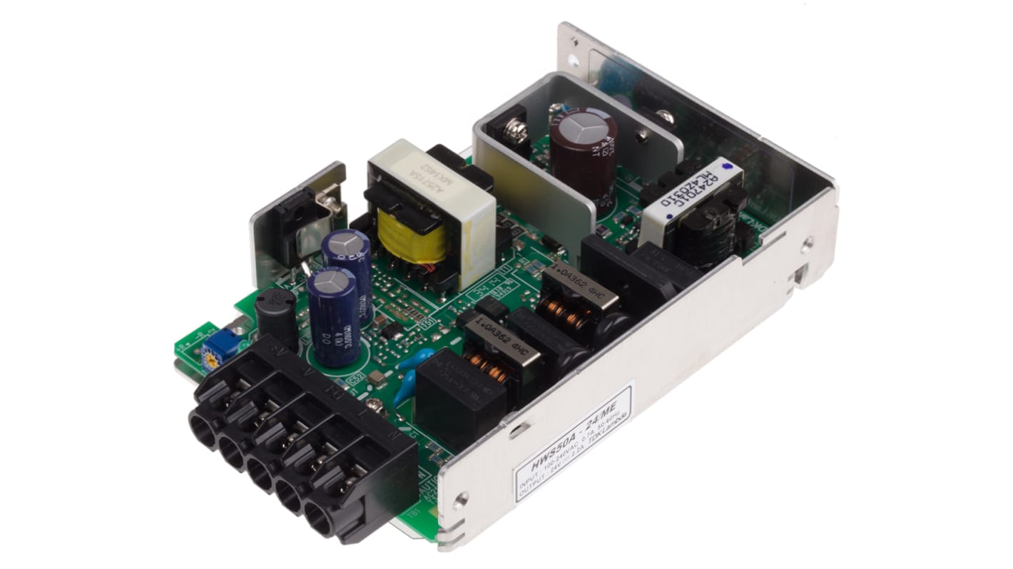 TDK-Lambda Switching Power Supply, HWS-50A-24/ME, 24V dc, 2.2A, 52.8W, 1 Output, 120 → 370 V dc, 85 → 265