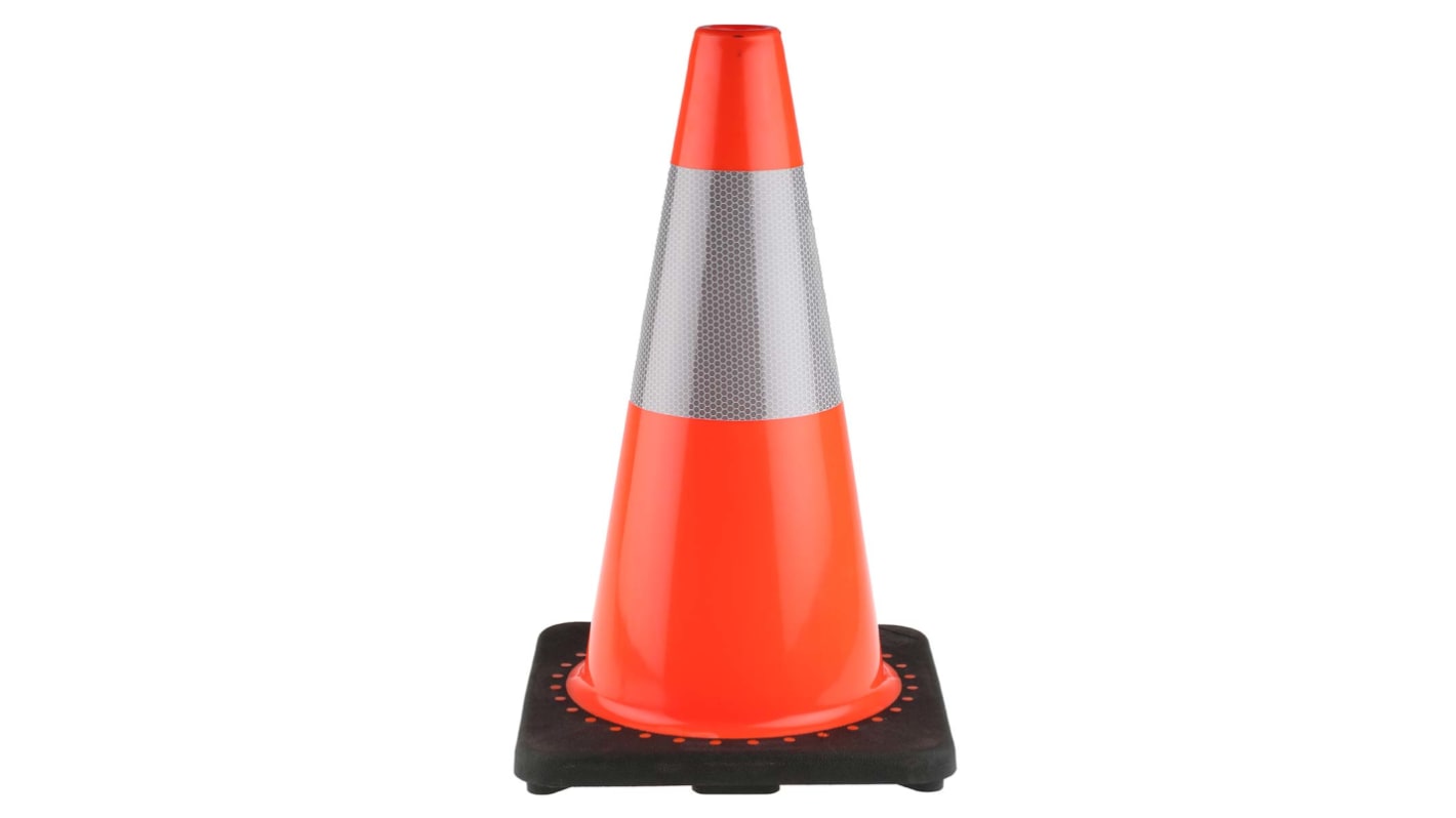 RS PRO Weighted Orange, White 450 mm PVC Traffic Cone