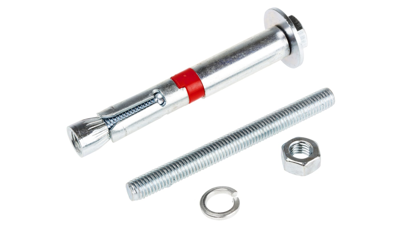 RS PRO Steel Concrete Bolt M8 x 80mm, 12mm Fixing Hole