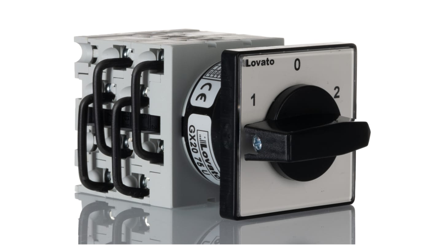 Lovato, 4PDT 3 Position 60° Changeover Cam Switch, 20A, Knob Actuator