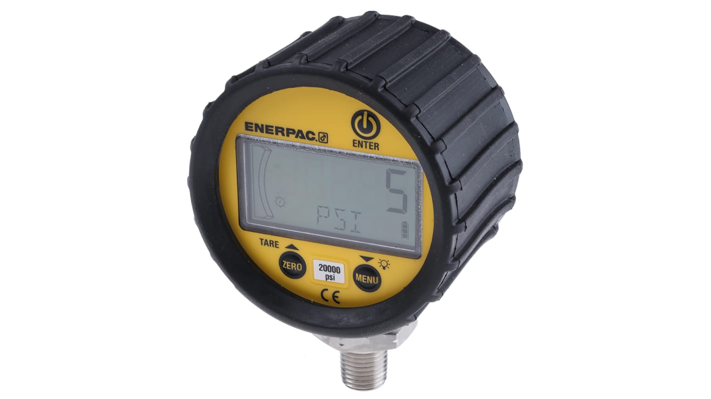 Enerpac G 1/4 Digital Pressure Gauge 1380bar Bottom Entry 70mm Outside Diameter