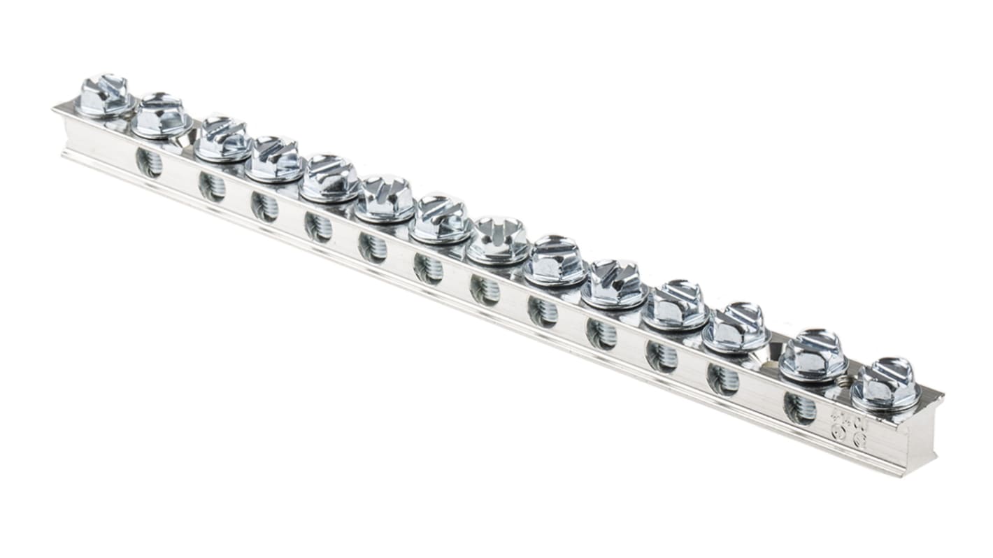 Panduit 12.路接地端子排, UGB2/0型, 螺钉端接, 210.3mm长, 15.7mm宽电解铜外壳