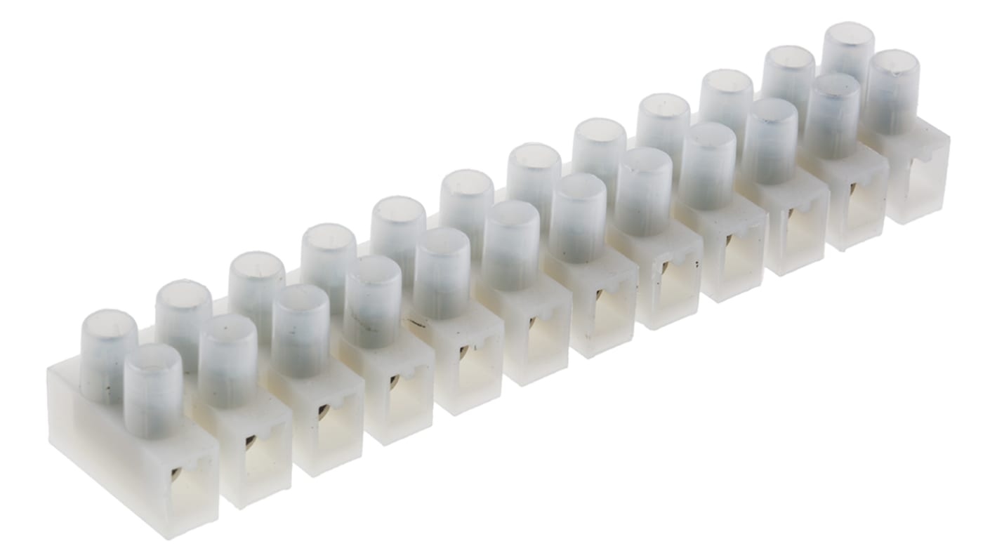 RS PRO Non-Fused Terminal Block, 12-Way, 2.5 → 20A, 14 AWG Wire, Screw Termination
