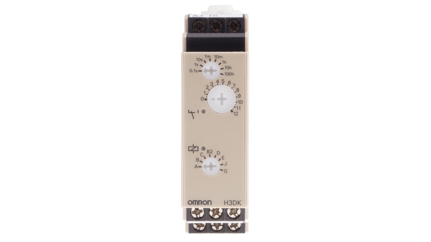 Timer Relay Omron, intervallo 0.1 s → 1200 h, 1 poli, SPDT, Guida DIN
