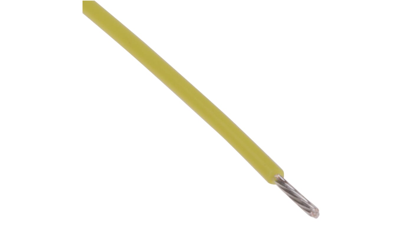 RS PRO Yellow 0.08mm² Hook Up Wire, 28 AWG, 7/0.12 mm, 100m, PTFE Insulation