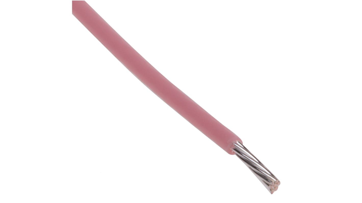 RS PRO Einzeladerleitung 0,22 mm², 24 AWG 100m Rosa PTFE isoliert Ø 0.95mm 7/0,2 mm Litzen