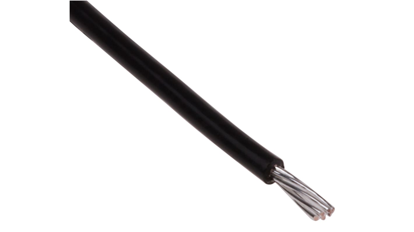 RS PRO 黑色电线, 0.22mm², 25m长, 24AWG, 600 V, 最高200°C, PTFE绝缘