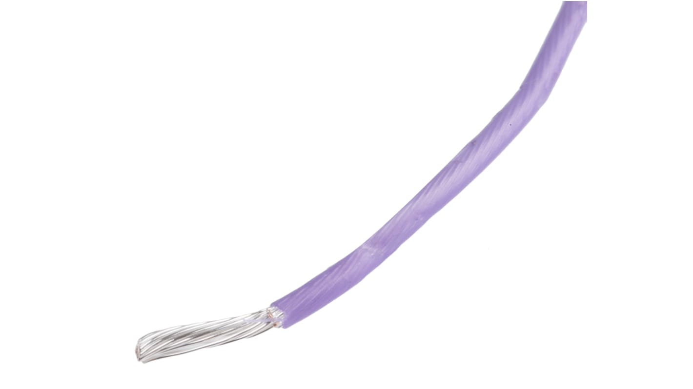 RS PRO Purple 0.6mm² Hook Up Wire, 20 AWG, 19/0.2 mm, 100m, PTFE Insulation