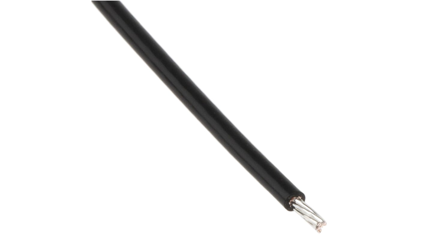 RS PRO 黑色电线, 0.22mm², 100m长, 24AWG, 600 V, 最高200°C, PTFE绝缘