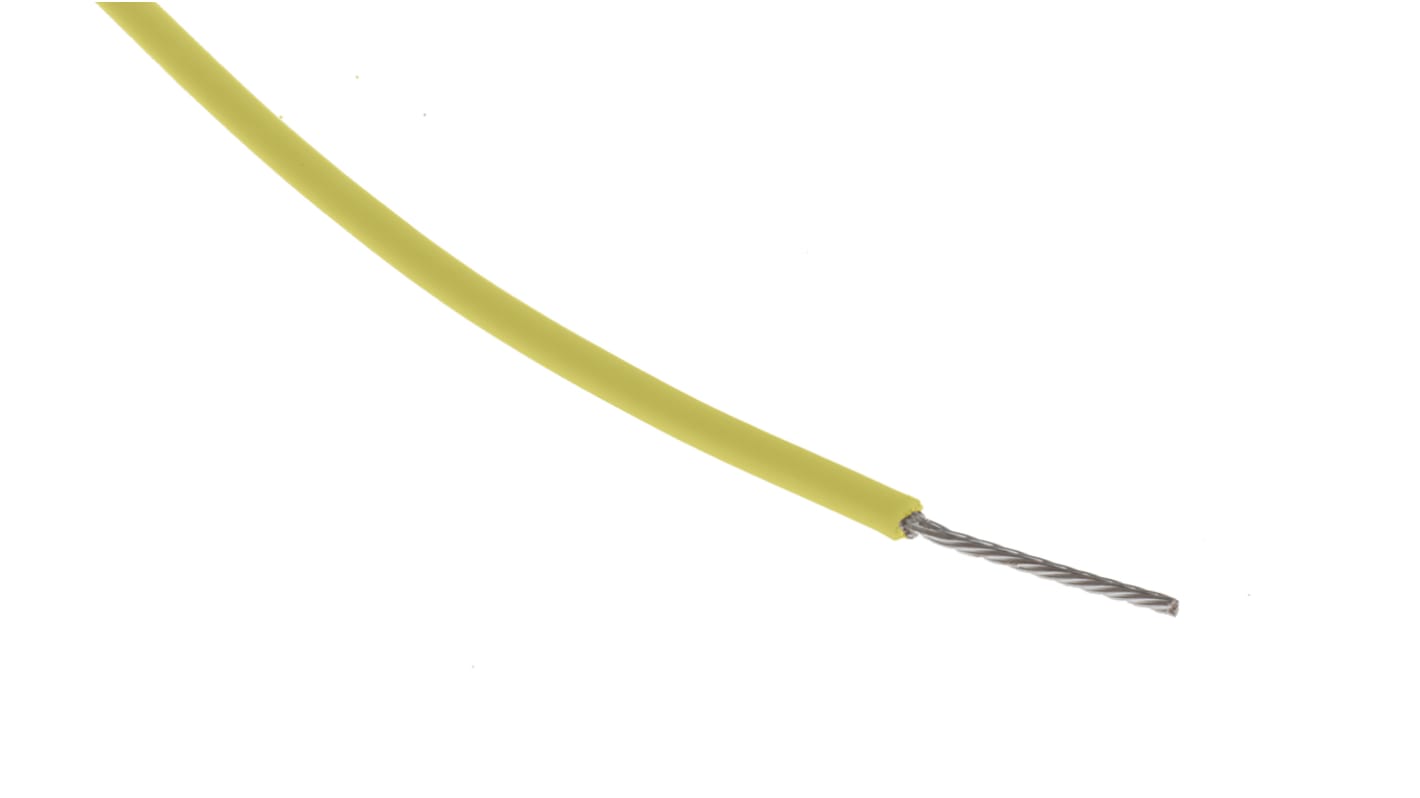 RS PRO Yellow 0.34 mm² Hook Up Wire, 22 AWG, 19/0.15 mm, 25m, PTFE Insulation